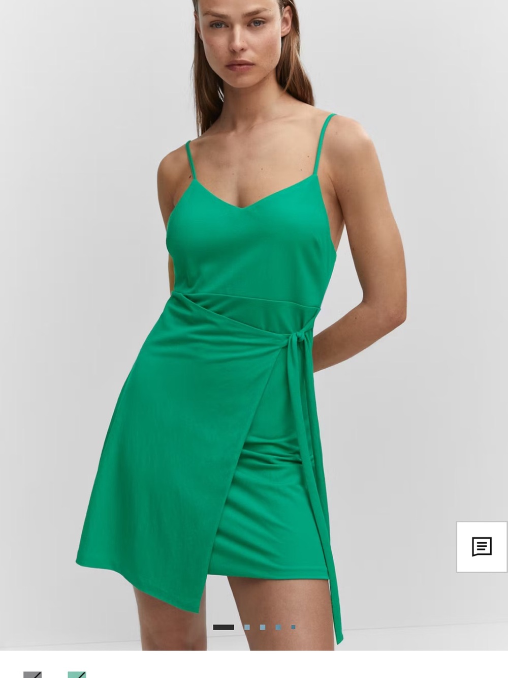 Green Wrap-Front Slip Dress